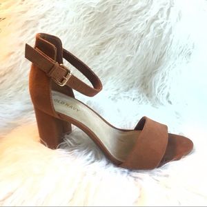 Tan Strappy Sandals - Faux Suede